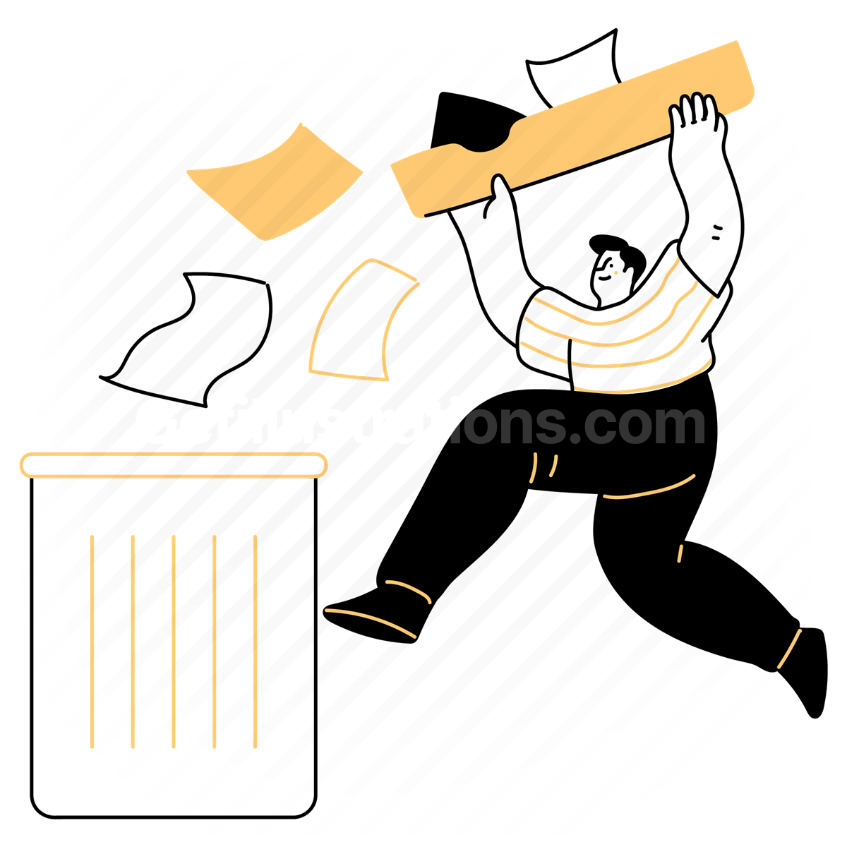 trash, garbage, bin, delete, remove, papers, papertray, document
